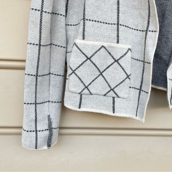 Anthropologie Oliver by Escio Open Cardigan Women's Viscose Blend Checker PMed - Picture 2 of 7